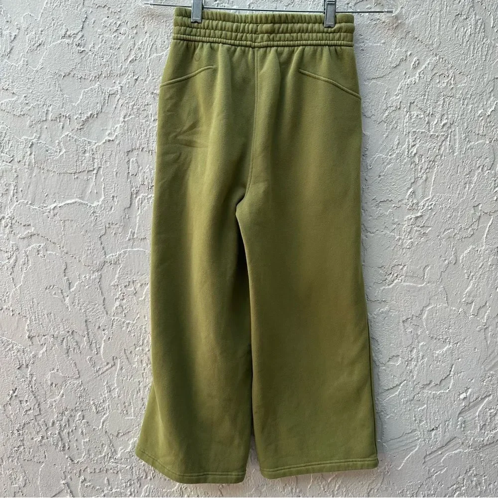 LULULEMON‎ Sweatpants Women 0 Loungeful High-Rise Wide Leg Crop Bronze Green 22”